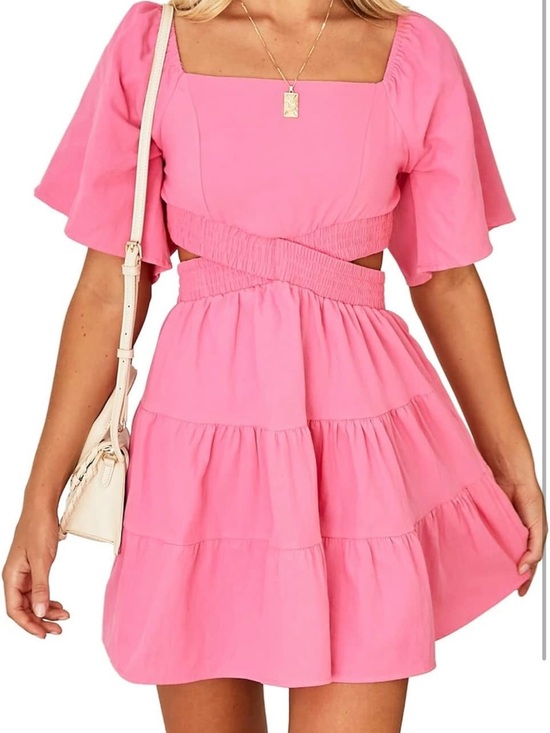 Dresses & Skirts - Pink  Cutout Dress - Stylish Summer Look